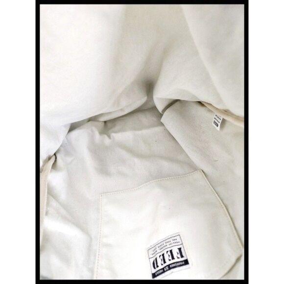 FEED Projects Tote Bag Mint Green Corduroy Black Leather Straps 25 Meals - Picture 4 of 7